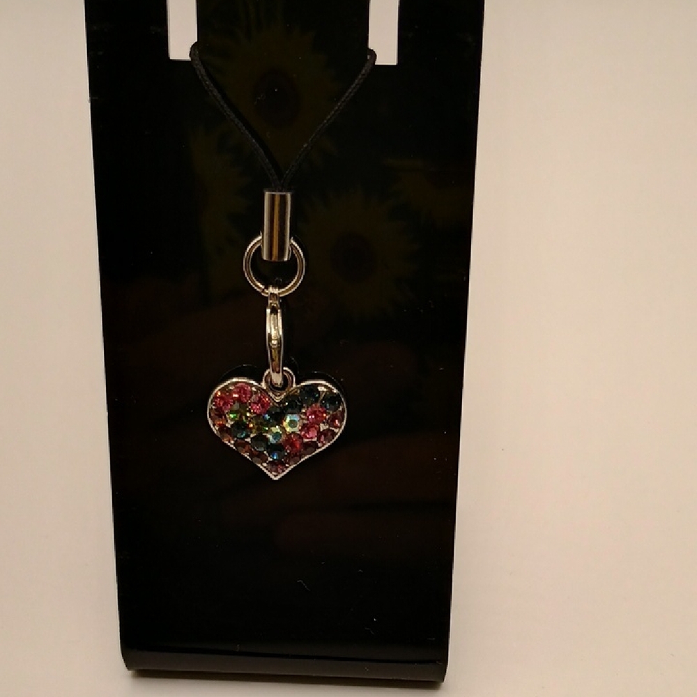 Multicolor Heart Cell Phone Charm